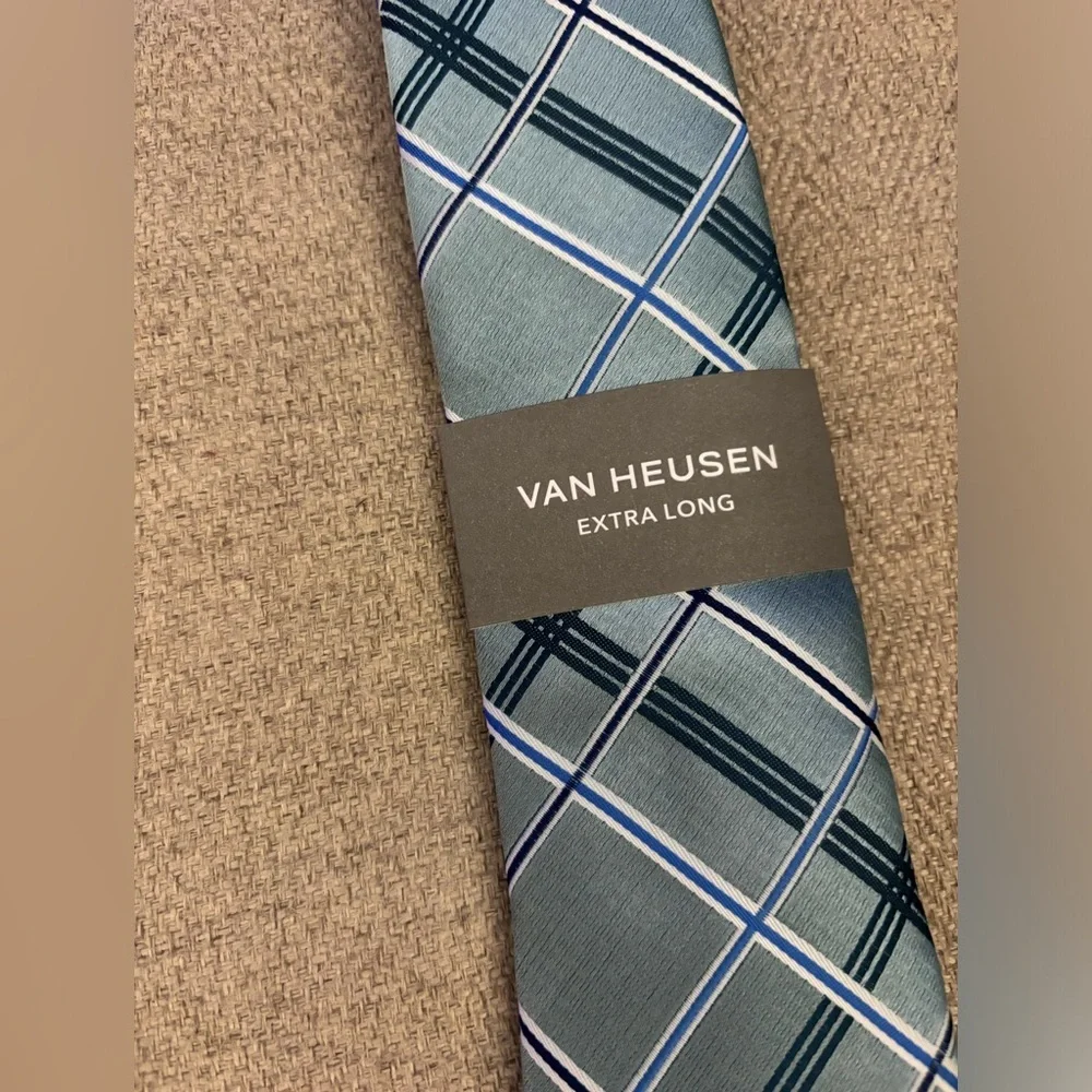 Van Heusen Blue/Green Plaid Extra Long Tie NWT